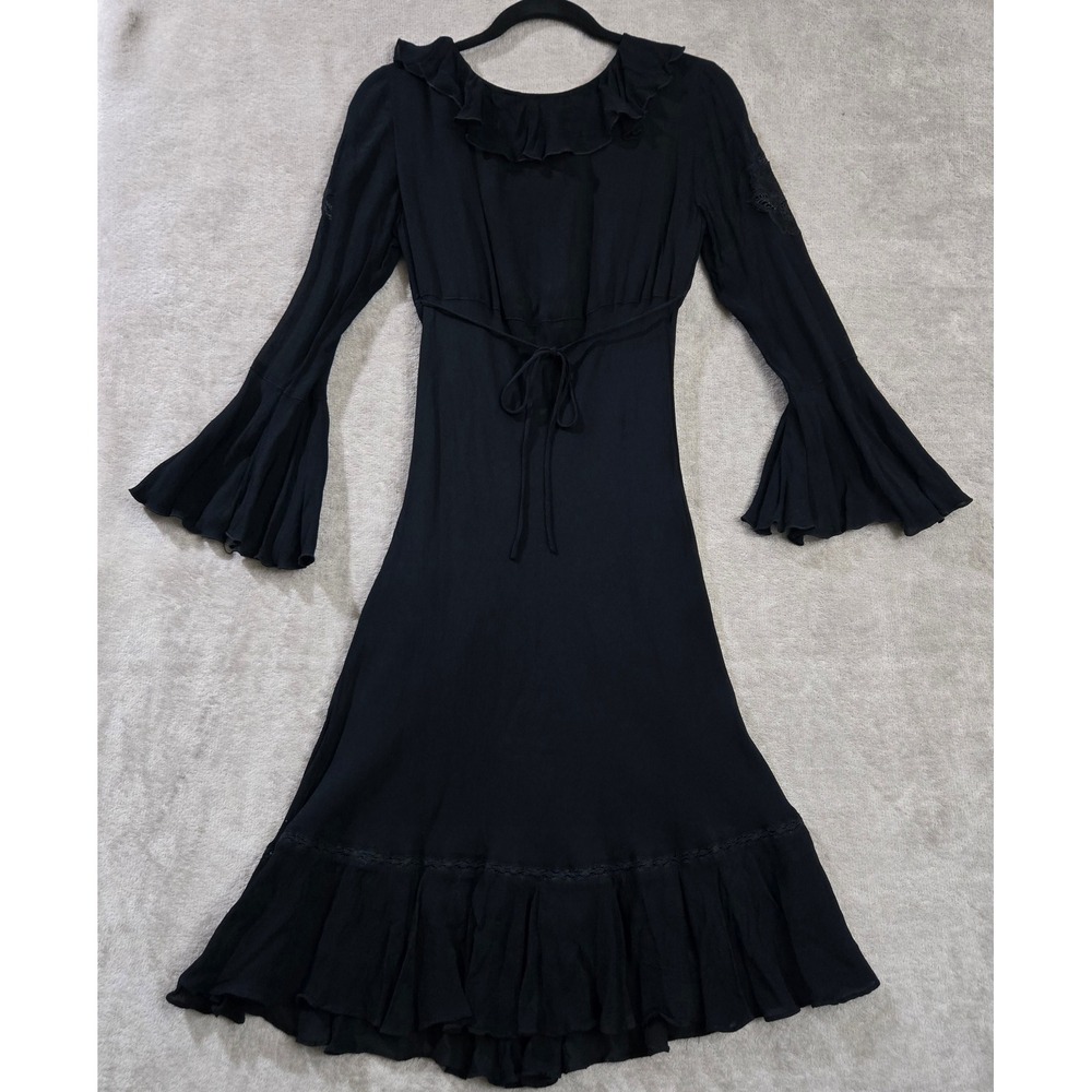 Bila Dress Women Small Black Gothic Bell Sleeve Witchy Whimsigoth‎ Steampunk